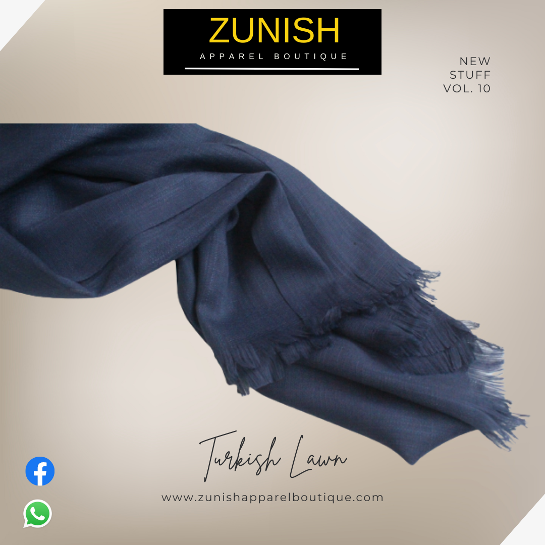 Turkish Lawn Scarf Navy