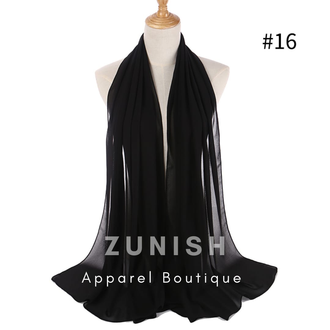 Georgette Scarf - Black